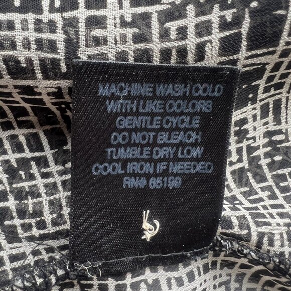 Patterson J. Kincaid  Black Mod Semi Sheer Blouse Size Small Retro Geometric Top - Picture 6 of 9